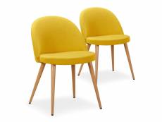 Chaise tissu jaune et pieds bois clair maurane - lot de 2