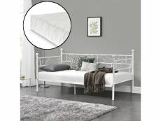 [en.casa] lit simple avec matelas acier 209 x 96,5 x 100 cm blanc