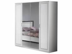Fadily - armoire 4 portes laquée blanc avec sérigraphies