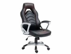 Fauteuil gamer chaise gaming console bureau sur roulettes en synthétique noir et marron bur10611