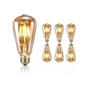 Groofoo - Ampoule led E27 Vintage, Ampoule Edison Filament ST64 Décorative , Blanc Chaud, 4W Equivalent à 40W Incandescente, Lampe Décorative Antique