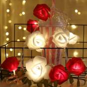Groofoo - Guirlande Lumineuse Rose 3M 20 led à Piles Fleur Rose Blanc Chaud Rose Fées Lumières Romantique Maison Jardin Décoration pour Mariage Fête