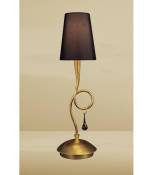 Lampe de Table Paola 1 Ampoule E14, doré peint avec Abat jour noir & verre ambré goutelettes