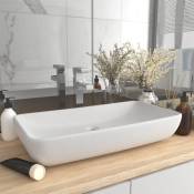 Lavabo à poser de luxe Lavabo Vasque salle de bain rectangulaire Blanc mat 71x38 cm Céramique