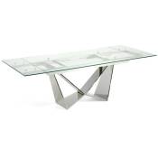 Les Tendances - Table extensible design acier chromé et verre trempé Trypa 160-220 cm