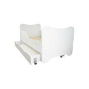 Lit blanc avec tiroir de rangement pour enfant avec Matelas - couchage 70 x140 cm