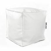 LIVEDECO - Pouf Cube BiG52 - Simili Cuir Blanc