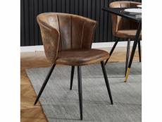 Lot de 2 chaises de salle à manger rétro fauteuil assise rembourrée en suédine pieds en métal pour cuisine salon chambre bureau, style industriel, mar