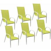 Lot de 6 chaises marbella en textilène vert - aluminium blanc - green