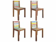Lot de chaises de salle à manger 4 pcs bois de récupération solide - multicouleur - 45 x 45 x 85 cm
