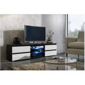 Meuble tv 150 cm noir et blanc mat