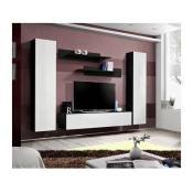 Meuble tv fly A1 design, coloris noir et blanc brillant.