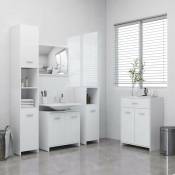 Meubles de salle de bain Blancs : Armoire, meuble-lavabo, armoi haute et basse - Blanc