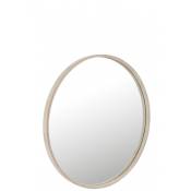 Miroir rond cuir beige D60