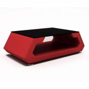 Mobilierdeco - alma - Table basse rouge design avec plateau en verre trempé - Rouge