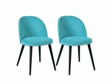 Molly - lot de 2 chaises tissu bleu piètement bois massif
