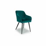 Netfurniture - 2x chaise de salle à manger en velours vert brossé Harina. - vert