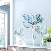 Nouveau bleu clair fleur fleur stickers muraux salon chambre fond décoratif stickers muraux pvc autocollants