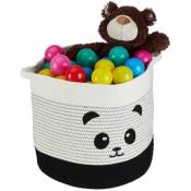 Panier de rangement pour enfants, en coton, motif panda, env. 32 x 34 cm, chambre d'enfant, noir/blanc - Relaxdays