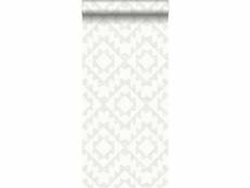 Papier peint tapis marrakech gris chaud clair et blanc mat - 148673 - 53 cm x 10,05 m 148673
