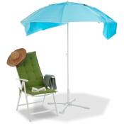 Parasol, abri de plage, Protection anti uv, Jardin, Terrasse, Avec sac de transport, Toile HxD 210x180cm, bleu - Relaxdays