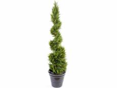 Plante artificielle haute gamme spécial extérieur / cyprès artificiel juniperus forme spirale vert - dim : 130 x 48 cm