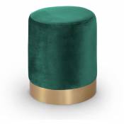 ROBIN - Pouf rond en velours vert et métal doré - Vert