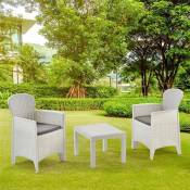 Salon de jardin : Table et deux chaises - 60 x 58 x