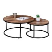 Set de 2 tables basses rondes pieds métal Joya - Naturel