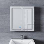 Sonni - armoire de toilette aluminium led avec éclairage avec prise tactile anti-buée armoire de toilette miroir de salle de bain 65x65x13.3cm