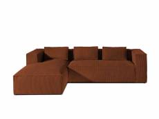 Stella - canapé d'angle - en velours côtelé - 4 places -style contemporain - gauche - lisa design - terracotta