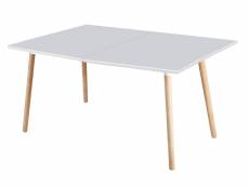 Table à manger rectangulaire extensible coloris blanc / hêtre - longueur 140 - 220 x profondeur 90 x hauteur 75 cm