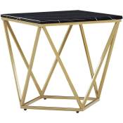 Table Appoint à Plateau Carré Effet Marbre Noir et Pied Or 50 x 50 cm Pour Interieur Glamour Ou Moderne Beliani