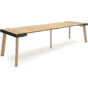 Table console extensible, Console meuble, 300, Pour 14 personnes, Pieds en bois, Style moderne, Chêne - Skraut Home