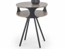 Table d'appoint design aspect chêne foncé avec finitions et pieds en acier noir telesto 159