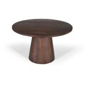 Table ronde collection franchia en bois exotique de mangolia brun diamètre 130 cm - Marron - Bois