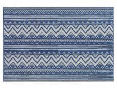 Tapis extérieur au motif zigzag bleu 120 x 180 cm