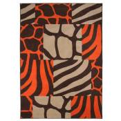 Thedecofactory - safari - Tapis motif patchwork ethnique marron et orange 160x230 - Marron orange