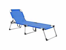 Vidaxl chaise longue pliable extra haute pour seniors bleu aluminium 47912