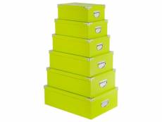 6 boîtes de rangement empilables uni - vert