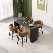 Aafgvc - Ensemble de 4 chaises de salle à manger en velours pour salon de luxe avec quatre pieds en métal marron