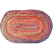 Aubry Gaspard - Tapis ovale coloré en jute et coton