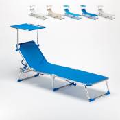 Beach And Garden Design - Bain de soleil pliant transat chaise longue piscine pare-soleil California Couleur: Bleu