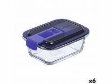 Boîte à lunch hermétique luminarc easy box bleu verre (380 ml) (6 unités)