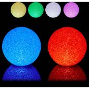 Boule lumineuse led en lot de 2, couleur changeante, sans câble, pour intérieur, diamètre : 12 cm, blanche - Relaxdays