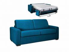 Canapé convertible 3 places louna luxe en tissu bleu