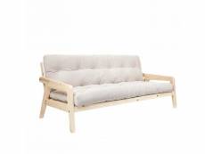 Canapé convertible futon grab pin naturel coloris ivoire couchage 130 cm. 20100892351