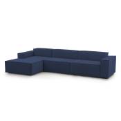 Canapé d'angle en tissu bleu 160x170 cm