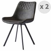 Chaise industrielle microfibre vintage marron foncé/métal noir (x2)