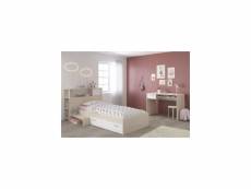 Charlemagne chambre enfant complete tete de lit + lit + bureau - style contemporain - décor acacia clair et blanc 2498EN34